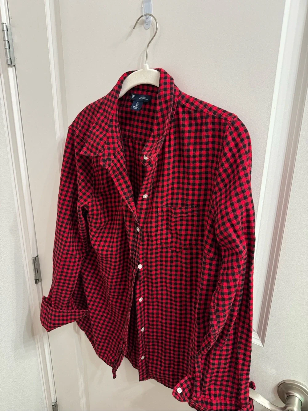 GAP Red and Black Check Button-Down Shirt - Picture 2 of 4